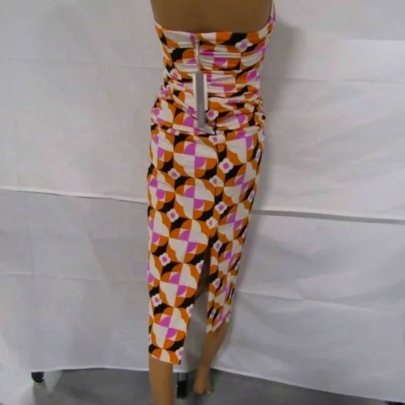 Anthropologie White/Orange/Purple/Black Neutr Mot Strapless Ruched Dress XXS NWT - Picture 6 of 11